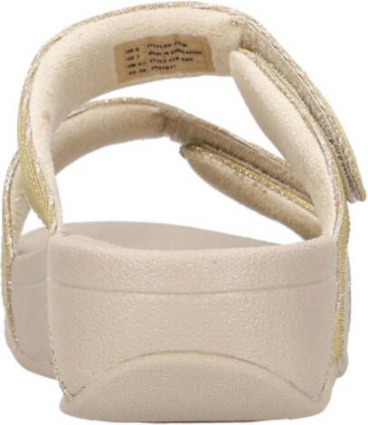 FitFlop TM Lulu Shimmer Adjustable Slides slippers lichtbeige