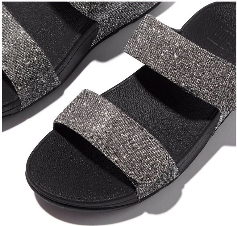FitFlop TM Lulu Shimmer Adjustable Slides slippers zwart