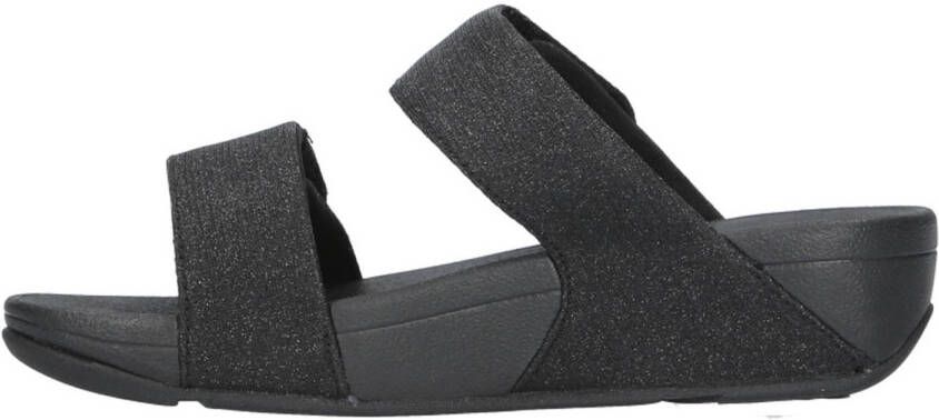 FitFlop TM Lulu Shimmer Adjustable Slides slippers zwart