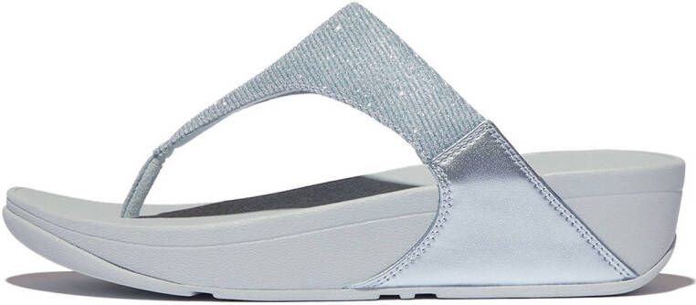 FitFlop TM Lulu Shimmer Toe-Post teenslippers met glitterdraad blauw