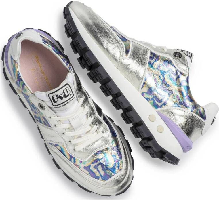 Floris van Bommel Blokki 01.17 leren sneakers zilver metallic