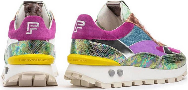 Floris van Bommel Blokki 04.13 leren sneakers groen paars