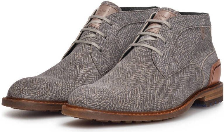 Floris van Bommel Crepi 13.08su suède veterschoenen taupe