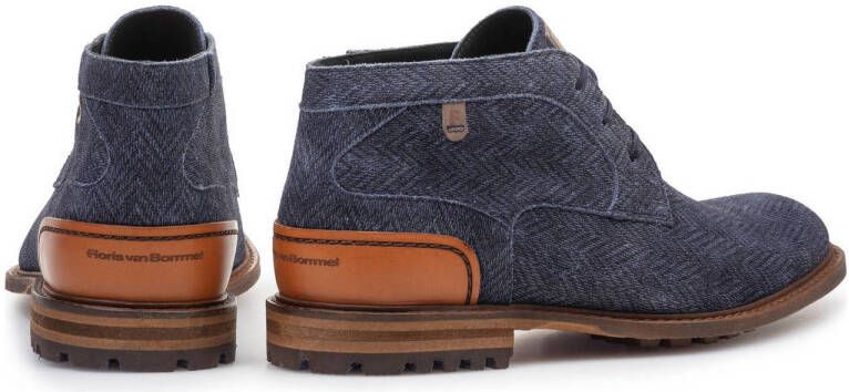 Floris van Bommel Crepi 13.10 suède veterschoenen donkerblauw
