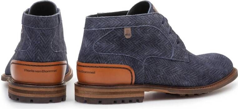 Floris van Bommel Crepi 13.10 suède veterschoenen donkerblauw