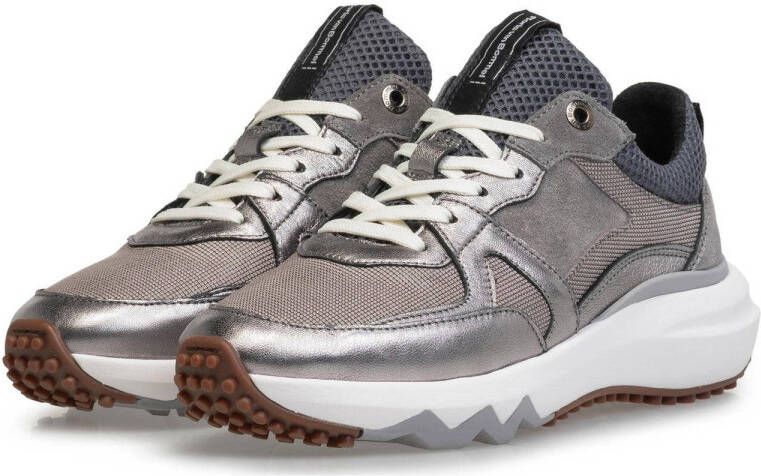 Floris van Bommel Curvi chunky leren sneakers zilver