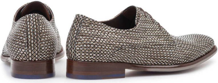 Floris van Bommel De Stijler 40.05 leren veterschoenen met reptielprint grijs