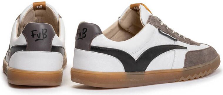 Floris van Bommel leren sneakers wit bruin