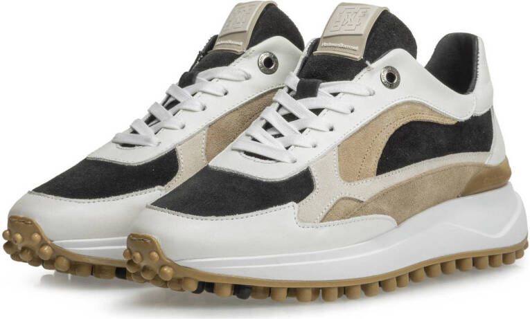 Floris van Bommel Noppi 17.02 leren sneakers zwart wit beige