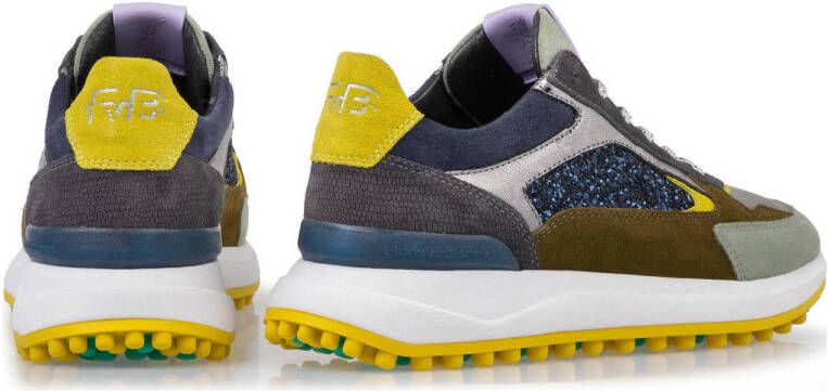 Floris van Bommel Noppi suède sneakers lichtgroen multi