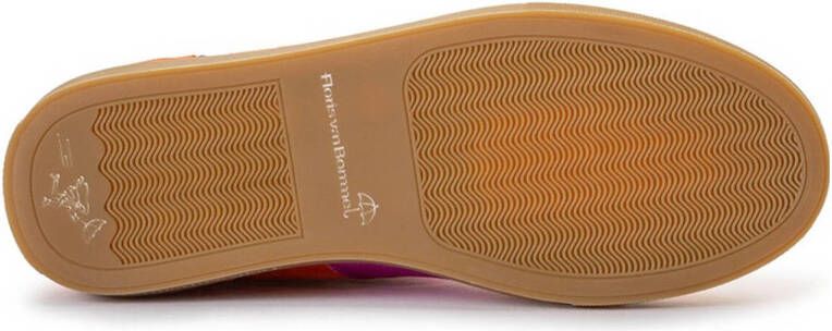 Floris van Bommel suède sneakers met metallic oranje roze