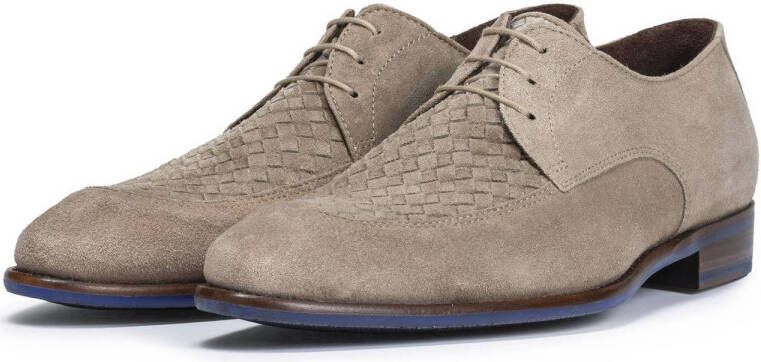 Floris van Bommel De Stapper 50.02 suède veterschoenen lichtbruin