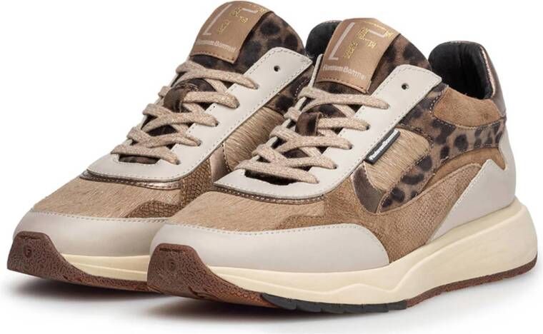 Floris van Bommel Suvi 03.04 suède sneakers met ponyhair taupe beige