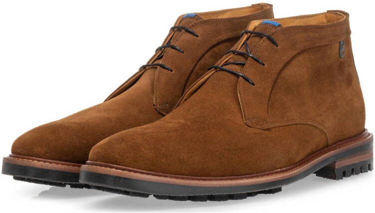 Floris van Bommel Toppi 01.05 suède veterschoenen cognac