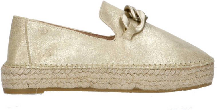 Fred de la Bretoniere leren espadrilles met ketting goud