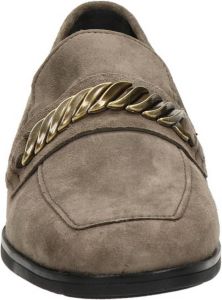 Gabor suède loafers met ketting taupe