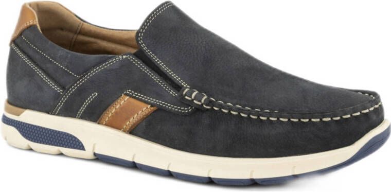 Gallus suède instappers donkerblauw