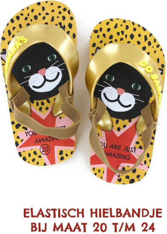 Go Banana's Flipflops Meisjes Yellow Cat Print | Go Banana'