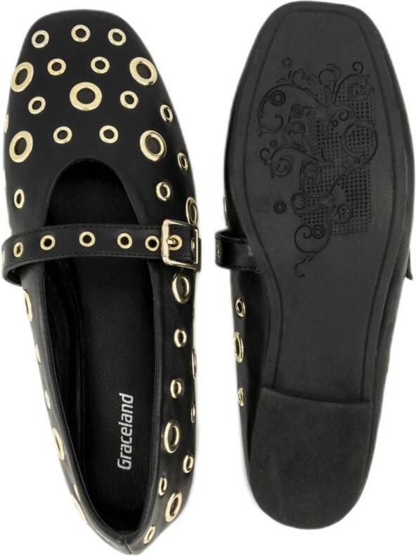 Graceland ballerina's met eyelets zwart