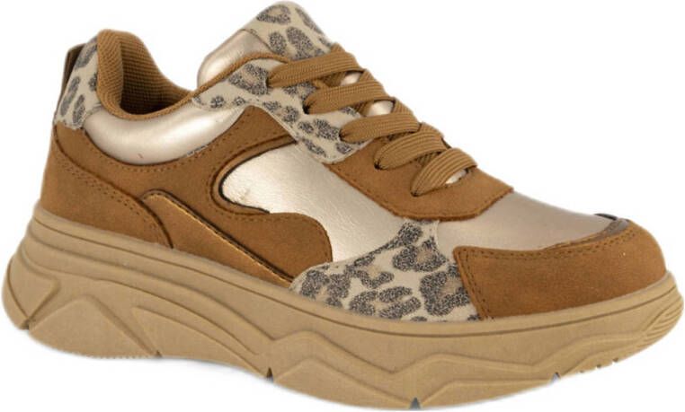 Graceland chunky sneakers cognac goud panter