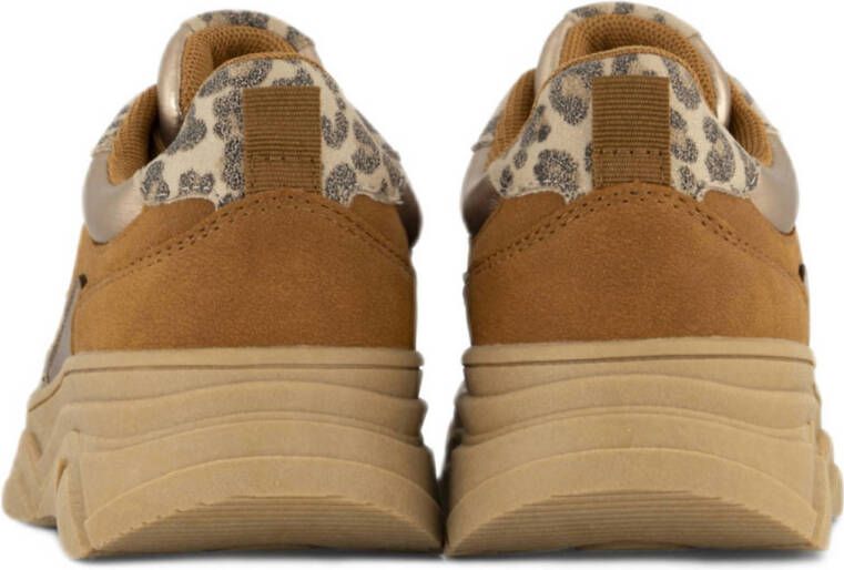 Graceland chunky sneakers cognac goud panter