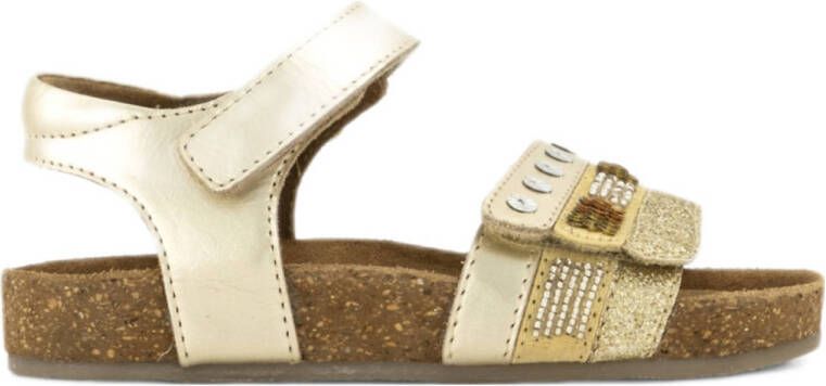 Graceland leren sandalen met glitters en pailletten goud