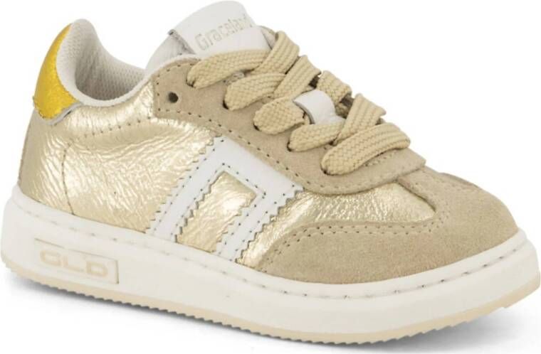 Graceland leren sneakers beige goud