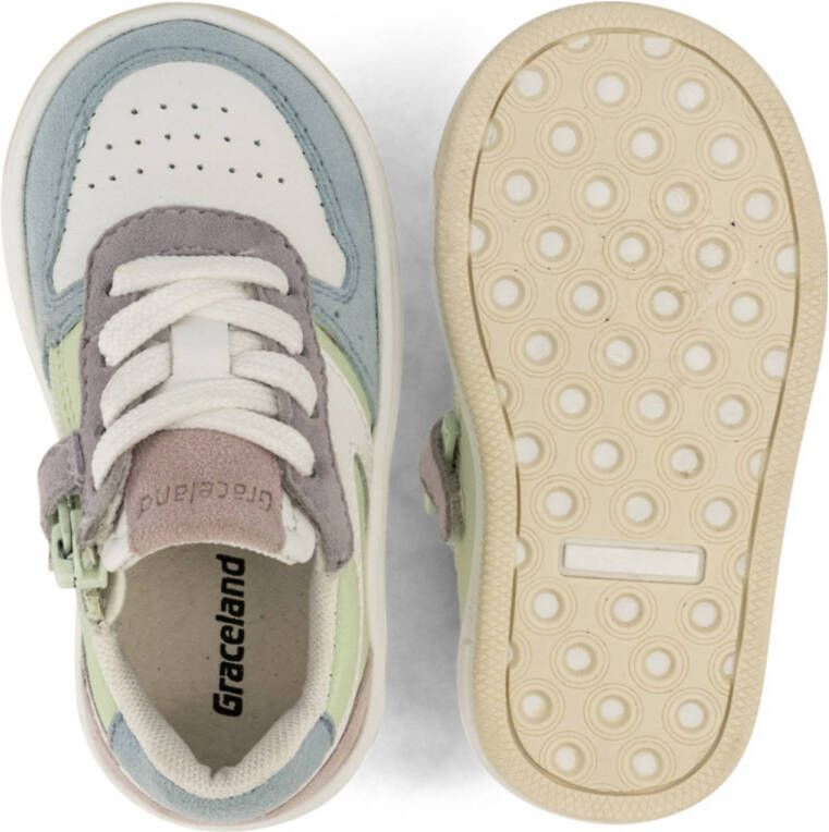 Graceland leren sneakers roze groen blauw