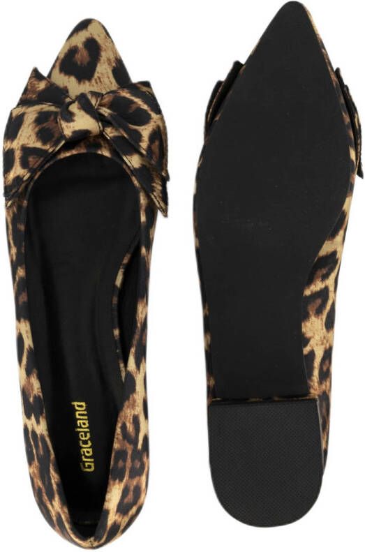 Graceland loafers met panterprint beige zwart