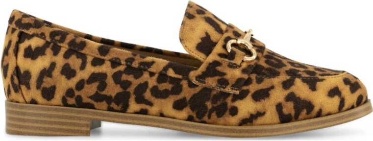 Graceland loafers met panterprint cognac zwart
