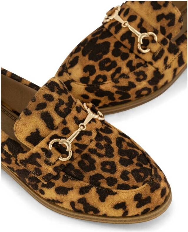 Graceland loafers met panterprint cognac zwart
