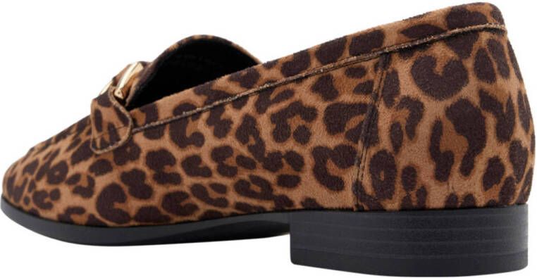 Graceland loafers met panterprint cognac zwart