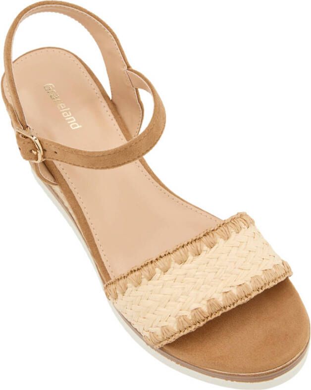 Graceland raffia sleehakken beige