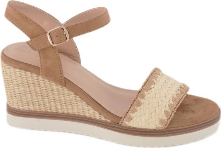 Graceland raffia sleehakken beige
