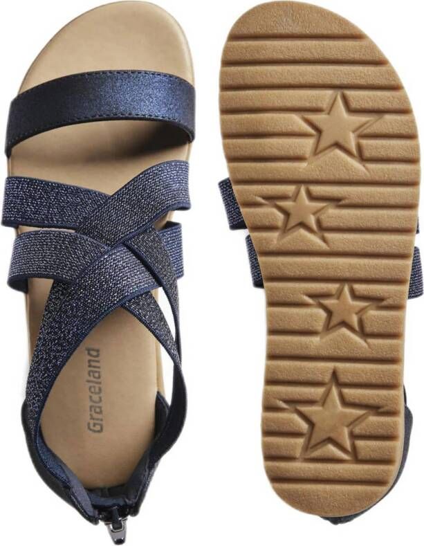 Graceland sandalen met glitters blauw