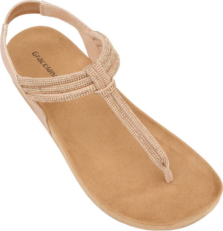 Graceland sandalen met strass beige