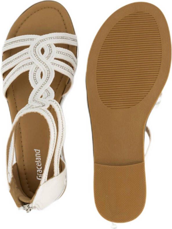 Graceland sandalen met strass wit