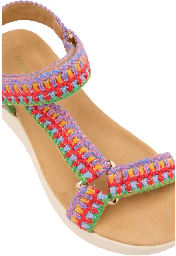 Graceland sandalen rood paars groen