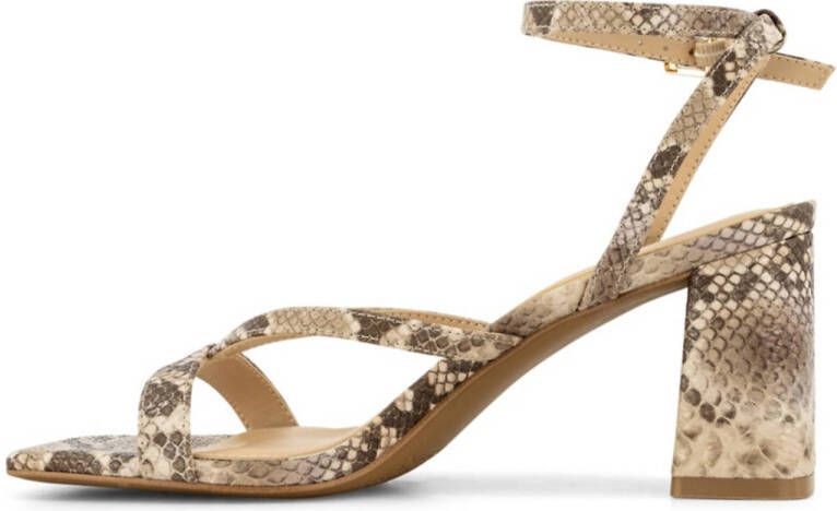 Graceland sandalettes met slangenprint beige bruin