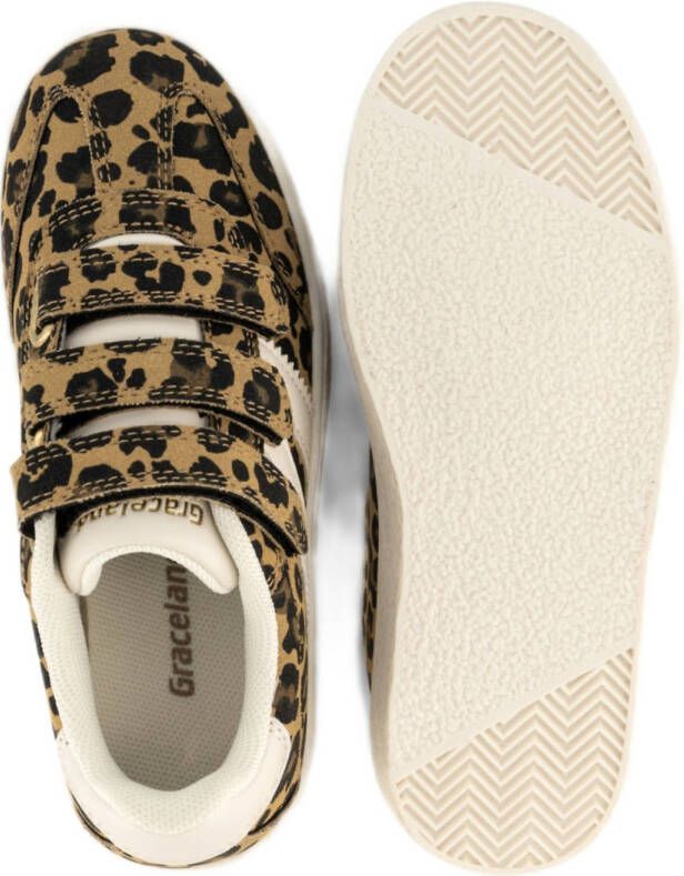Graceland sneakers met panterprint beige zwart