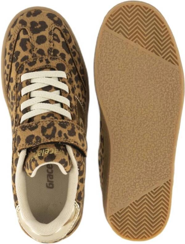 Graceland sneakers met panterprint cognac zwart