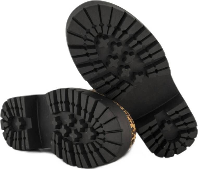 Graceland veterboots met panterprint cognac zwart