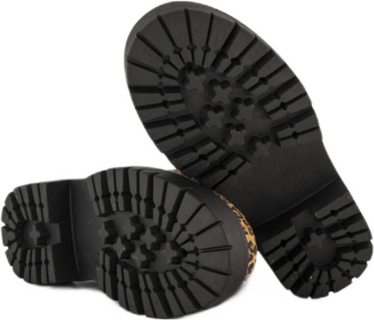 Graceland veterboots met panterprint cognac zwart
