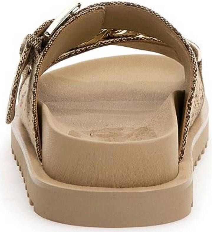 GUESS Fatema slippers met ketting beige bruin