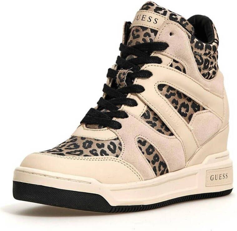 GUESS Lisa sneakers met panterprint beige