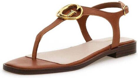 GUESS Miry leren sandalen G-logo cognac