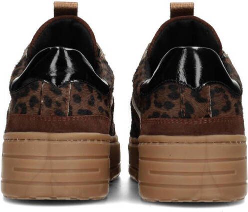 Haboob Aurelie leren sneakers met panterptint bruin