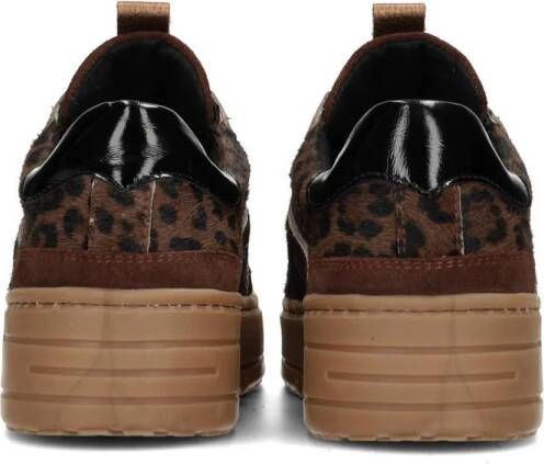 Haboob Aurelie leren sneakers met panterptint bruin