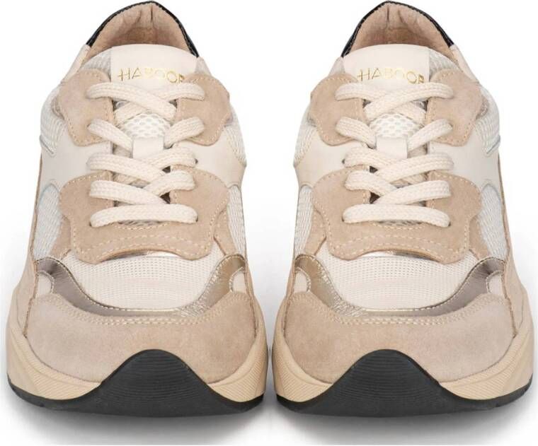 Haboob chunky leren sneakers beige