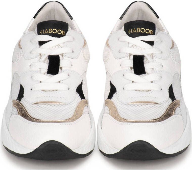 Haboob chunky leren sneakers wit goud